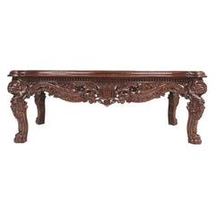 Handmade Carving Mahogany Finish Coffee Table - Wooden Twist UAE