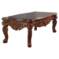 Handmade Carving Mahogany Finish Coffee Table - Wooden Twist UAE