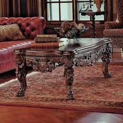 Handmade Carving Mahogany Finish Coffee Table - Wooden Twist UAE