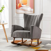 Wooden Twist Velvet Accent Rocking Chair (Grey) - Wooden Twist UAE