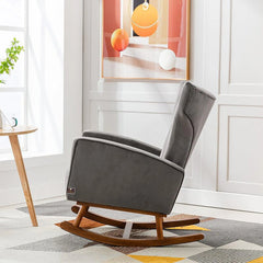 Wooden Twist Velvet Accent Rocking Chair (Grey) - Wooden Twist UAE