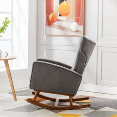 Wooden Twist Velvet Accent Rocking Chair (Grey) - Wooden Twist UAE