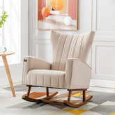 Wooden Velvet Accent Rocking Chair (Beige) - Wooden Twist UAE