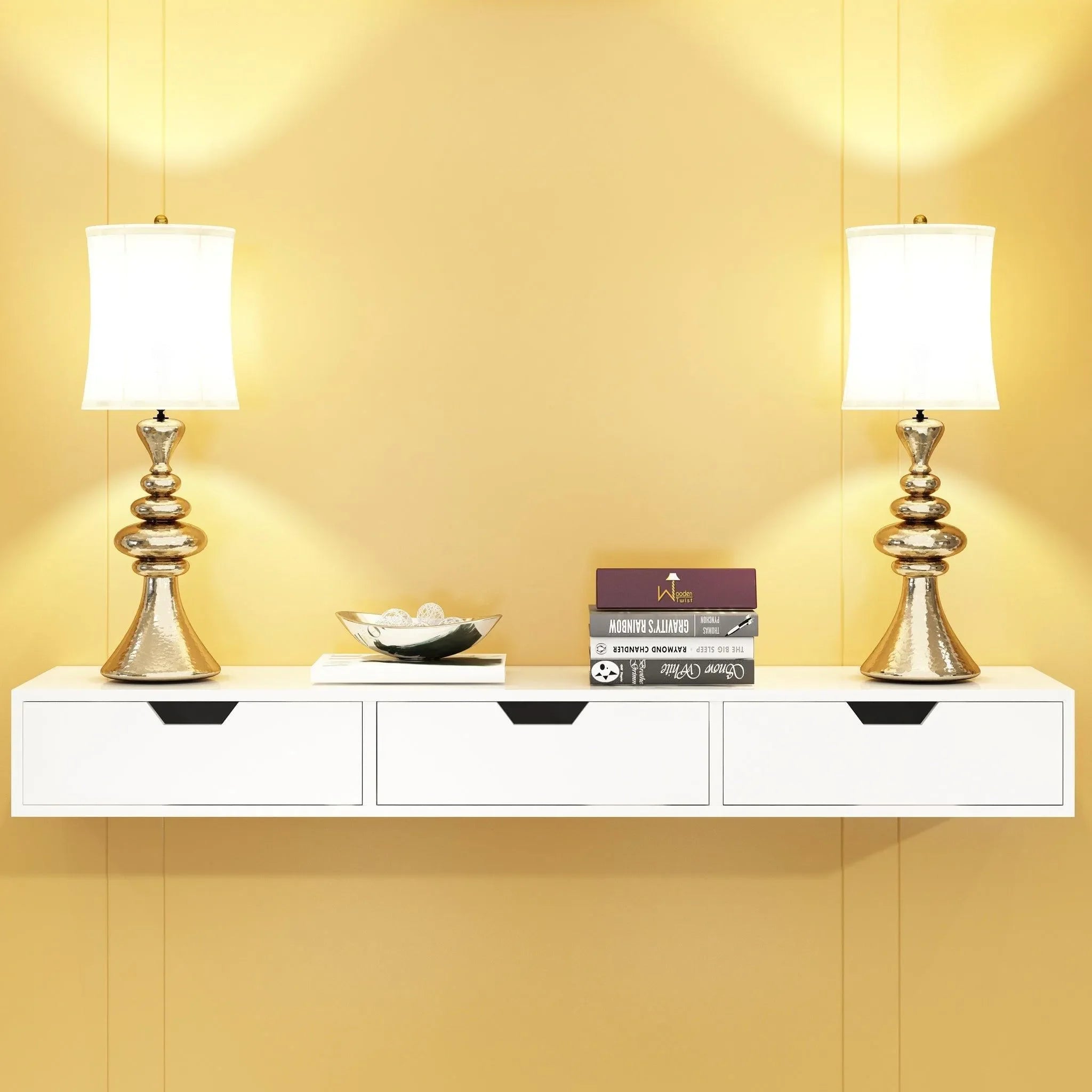 Wooden Twist Exclusively Launched Engineered Wood Wall Mounted TV Unit, Cabinet Stand, with 3 Drawers Wall Shelf for Living Room - Wooden Twist UAE