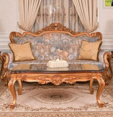 Classic Carved Sofa Set with Table in Premium Finish ( Maharaja Sofa ) - Wooden Twist UAE