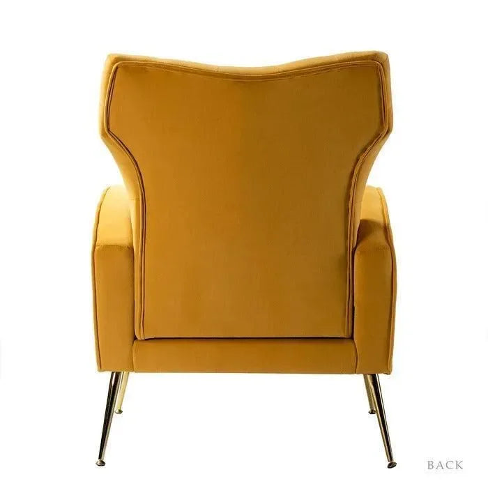 Stuffed Wide Tufted Velvet Wingback Chair for Living Room (Golden Metal Legs) - Wooden Twist UAE