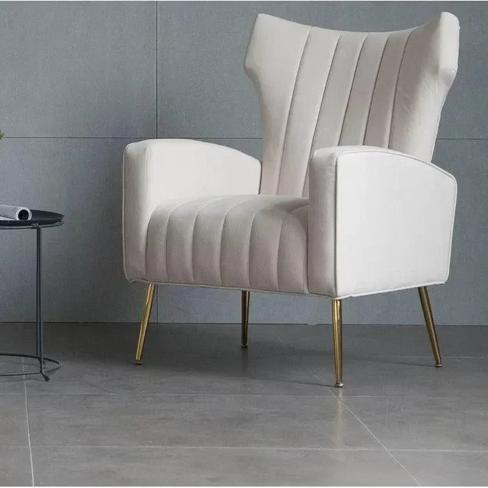 LÍNEA Wide Tufted Velvet Wingback Chair for Living Room - Wooden Twist UAE