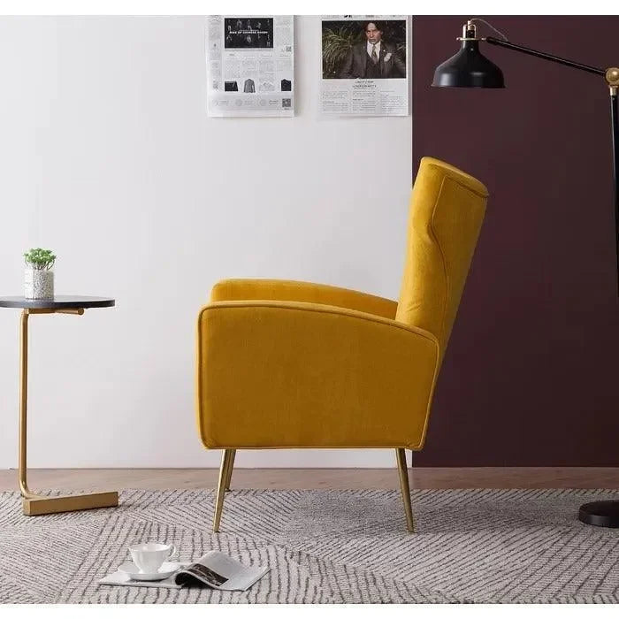 LÍNEA Wide Tufted Velvet Wingback Chair for Living Room - Wooden Twist UAE