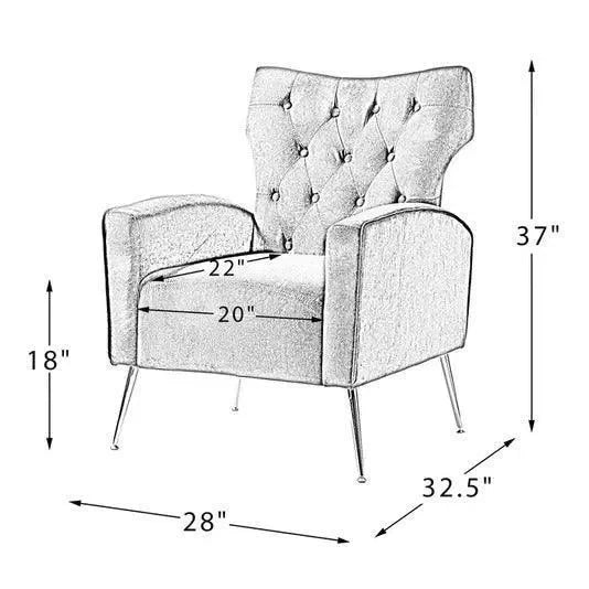 Wooden Square Arm Loveseat Wing Back Chair Set 2+1+1 (Metal Legs) - Wooden Twist UAE