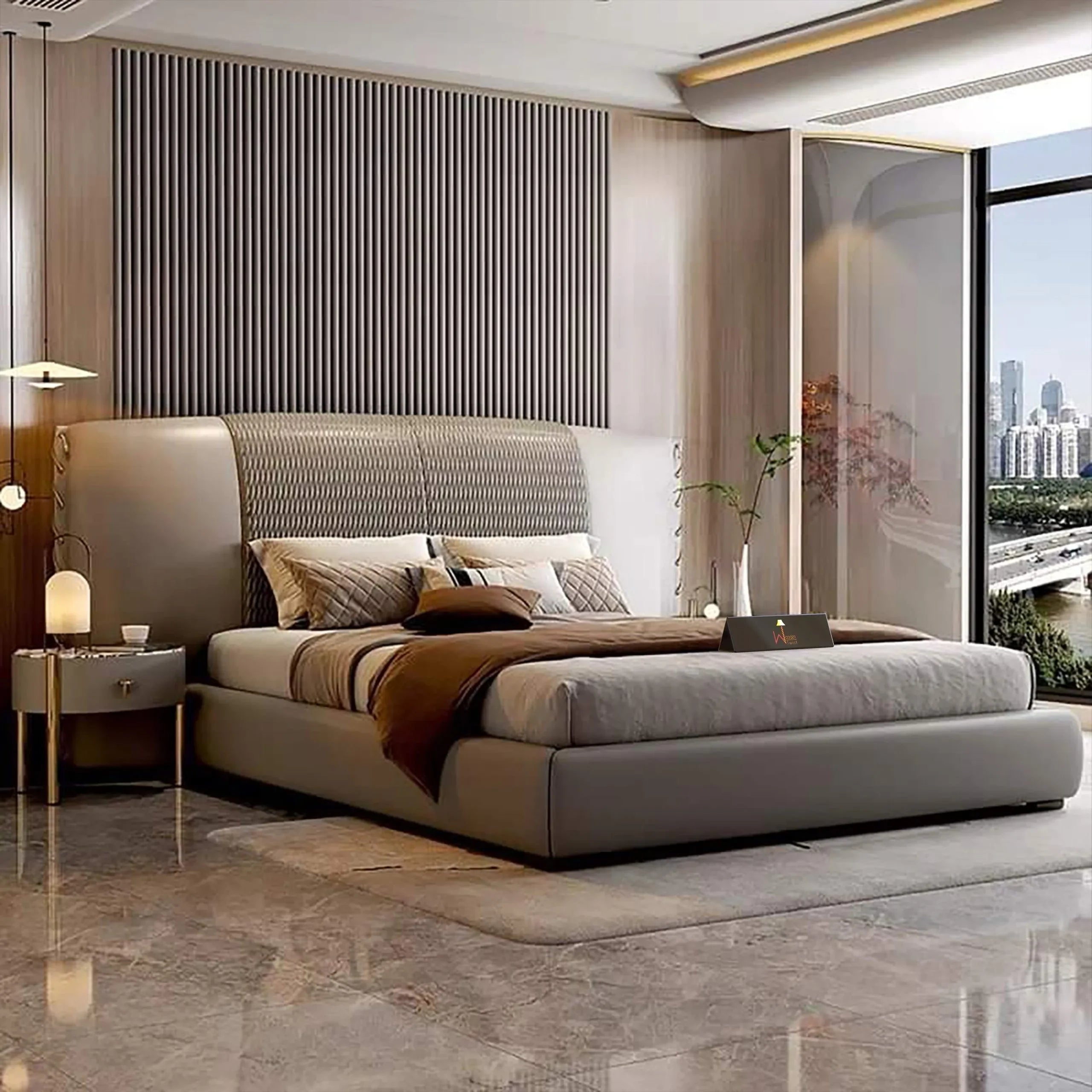 Cosay Western Design Queen Size Bed For Bedroom with Storage - Wooden Twist UAE