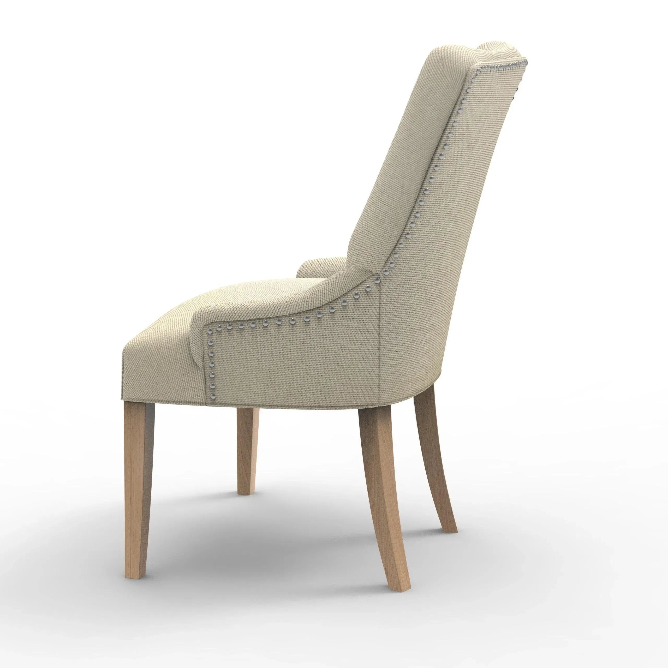 Wooden Twist Crystalline Button Tufted Teak Wood Wingback Chair For Elegant Living Room - Wooden Twist UAE