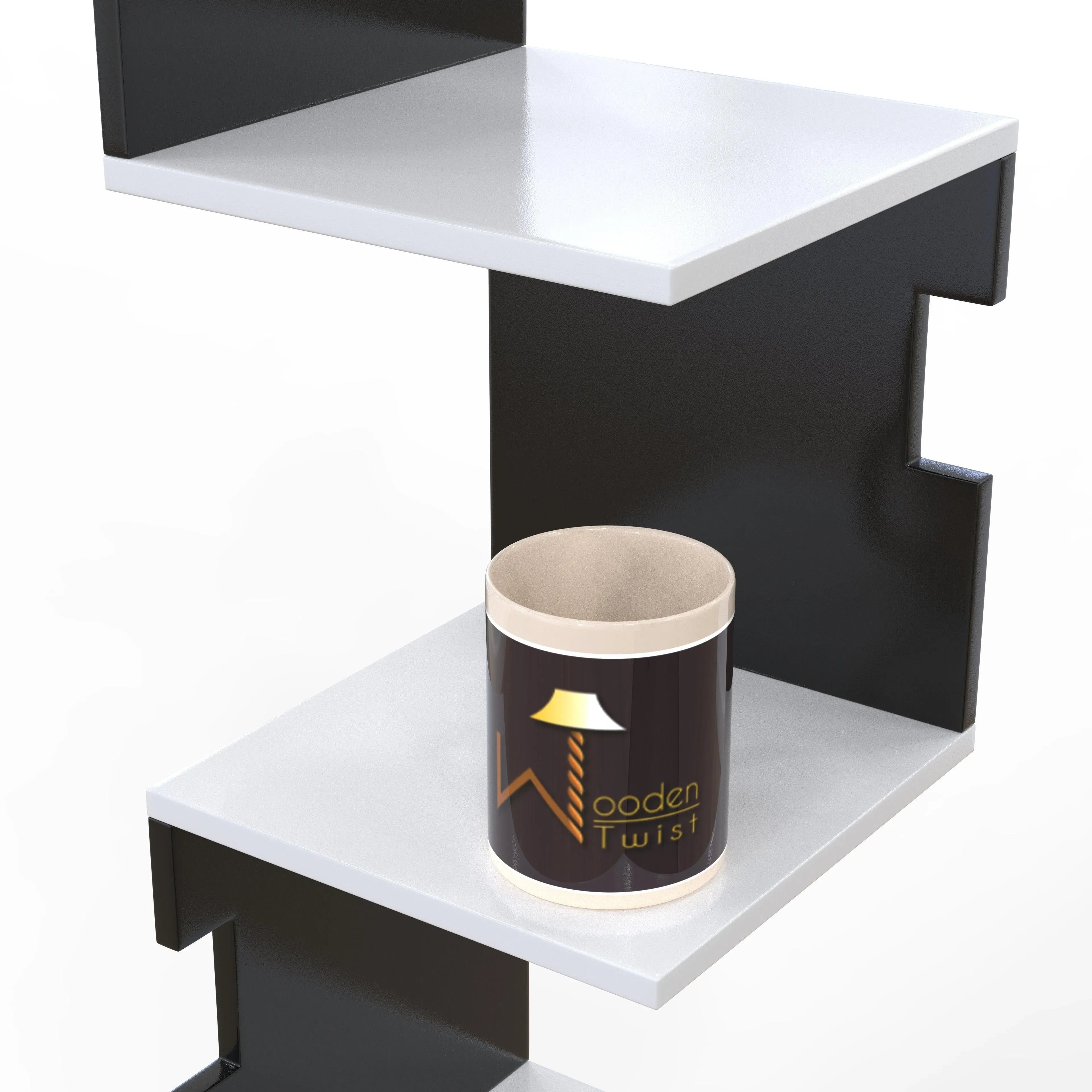 Zig Zag Alzak Floating Corner Shelves - Wooden Twist UAE