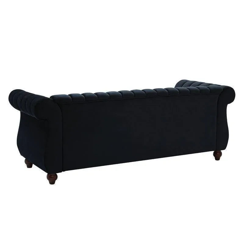 Designer Velvet Rolled Arm Chesterfield Sofa (3 Seater) - WoodenTwist