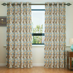 Wooden Twist Light Filtering 7 Ft Rectangular Holland Fabric Curtain ( Beige ) - Wooden Twist UAE