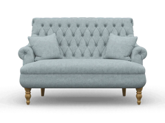 Premium Compact 2 Seater Sofa With Legs In Teak Finish With Cushions - WoodenTwist