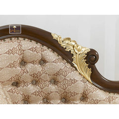 Hand Carved Teak Wood Baroque Style Chaise Longue Sofa Walnut and Gold Leaf - Wooden Twist UAE