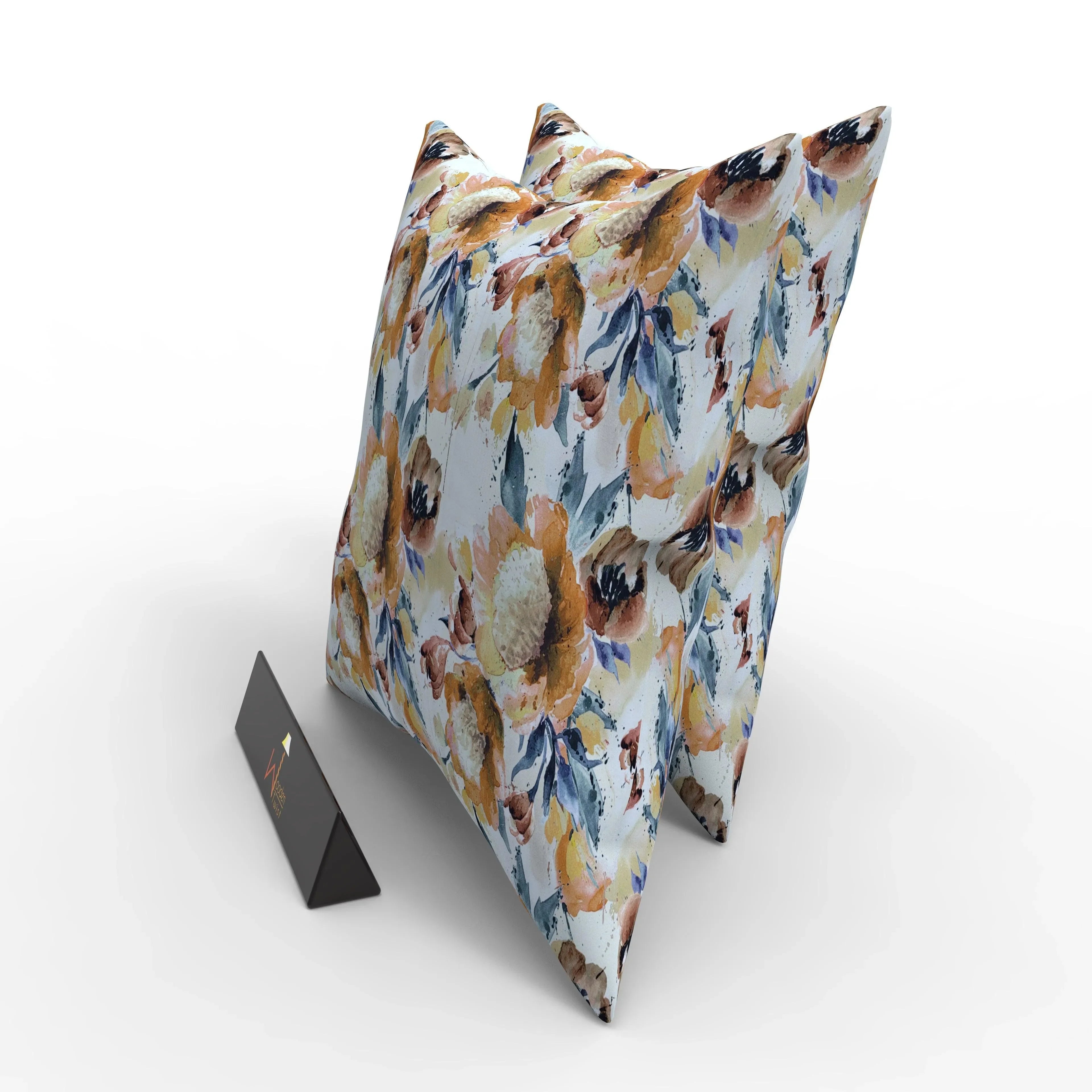 Square Reposa Floral Print Velvet Fabric Cushion Cover - Wooden Twist UAE
