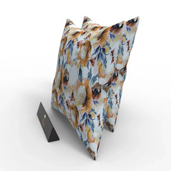 Square Reposa Floral Print Velvet Fabric Cushion Cover - Wooden Twist UAE