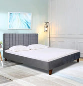 Austin Queen Bed with Upholstered Headboard in (Grey) - Wooden Twist UAE
