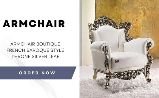 Discover Elegance with the Armchair Boutique French Baroque Style Throne Silver Leaf