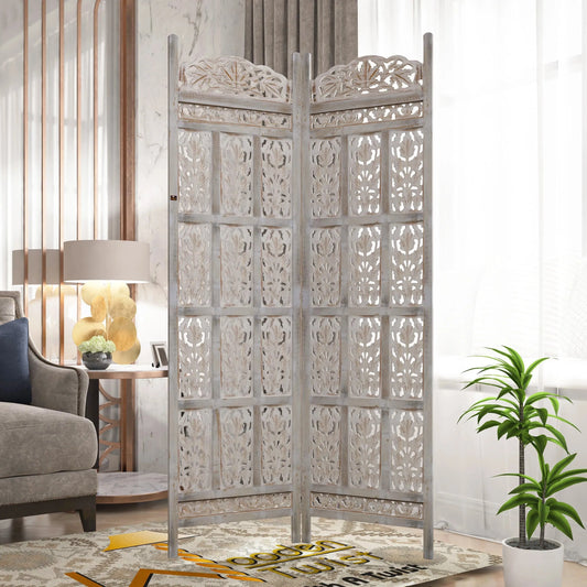 Enhance Your Space with the Timeless Elegance of a Carved Wood Room Divider