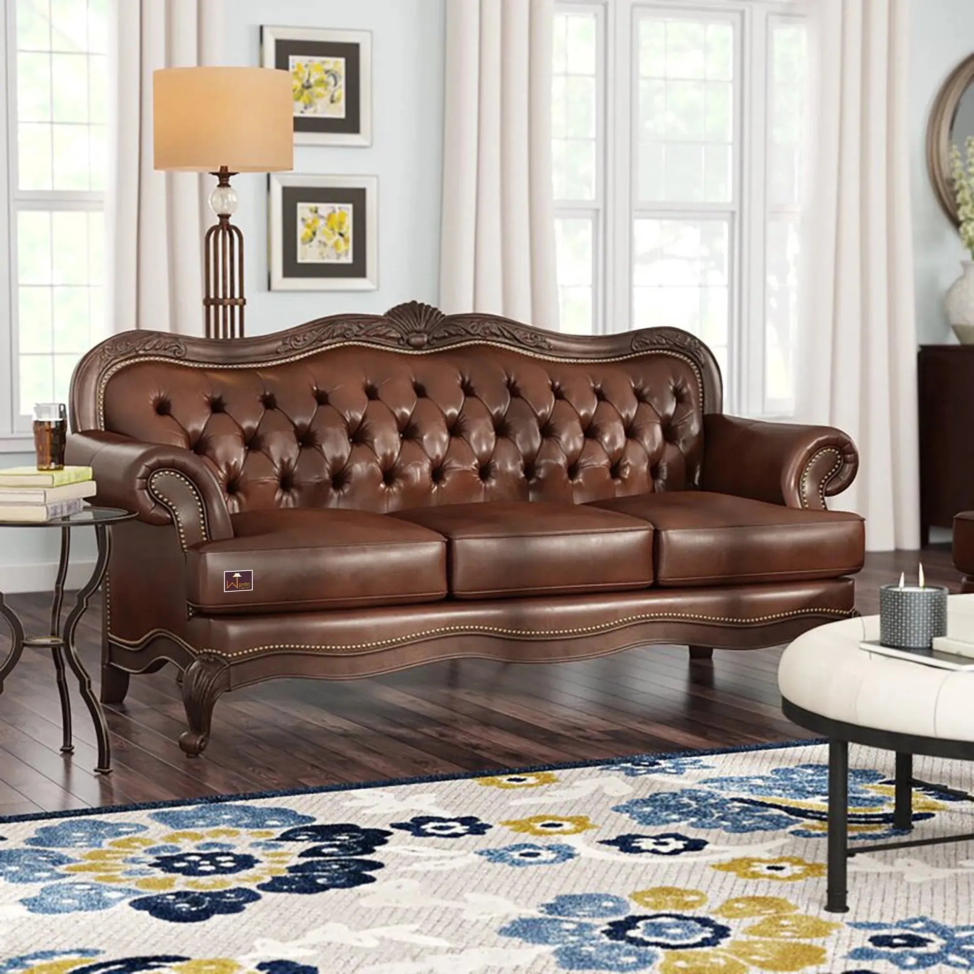 Elevate Your Living Room with a Genuine Leatherette Rolled Arm 3-Seater Sofa Set