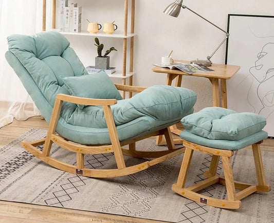 Wooden Rocking Chair Colonial and Traditional with Super Comfortable Cushion and Footrest