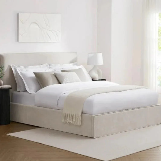 Transform Your Bedroom with the Dnbeu Hydraulic Storage Bed in Soft Fabric (Beige)