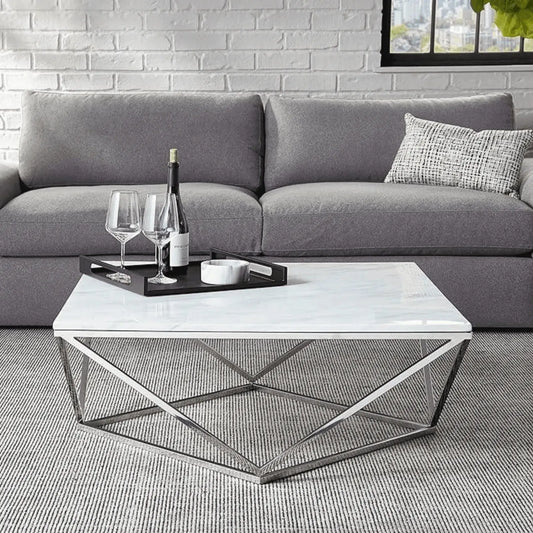 Marble Top Coffee Table with Stainless Steel Base: A Perfect Fusion of Elegance and Functionality