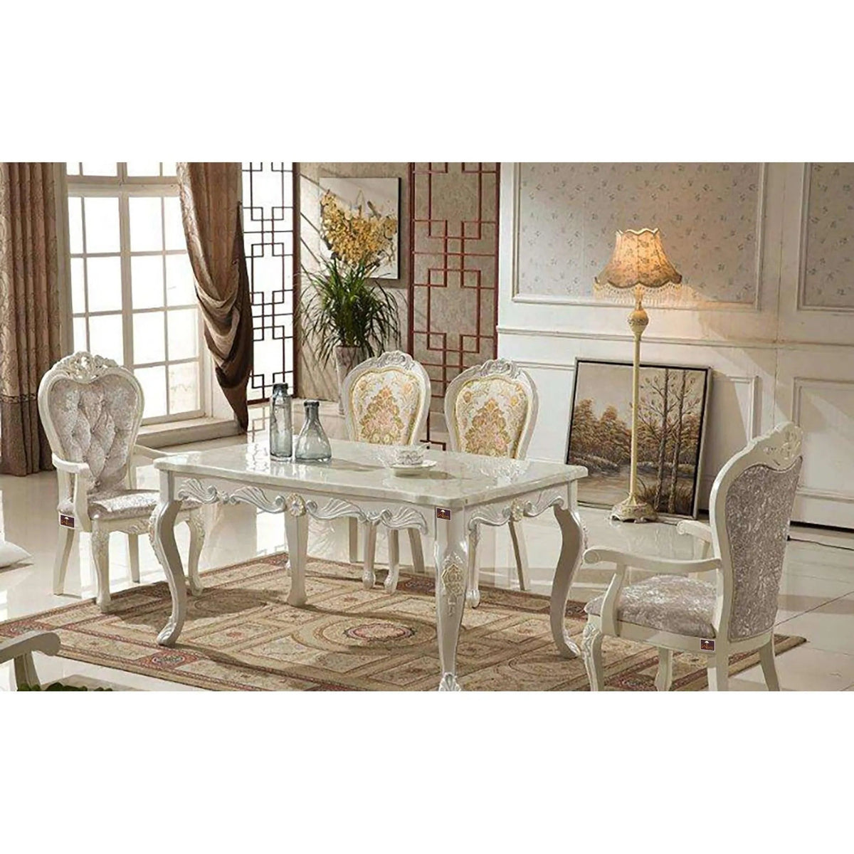 Royal hand carved teak dining table set for UAE hosting — Wooden Twist UAE