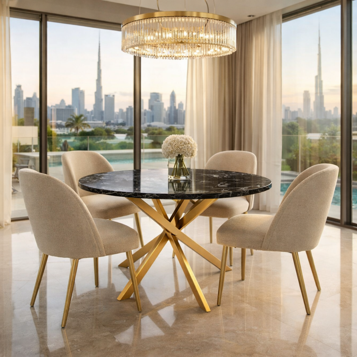Luxury villa furniture package setup in UAE by Wooden Twist