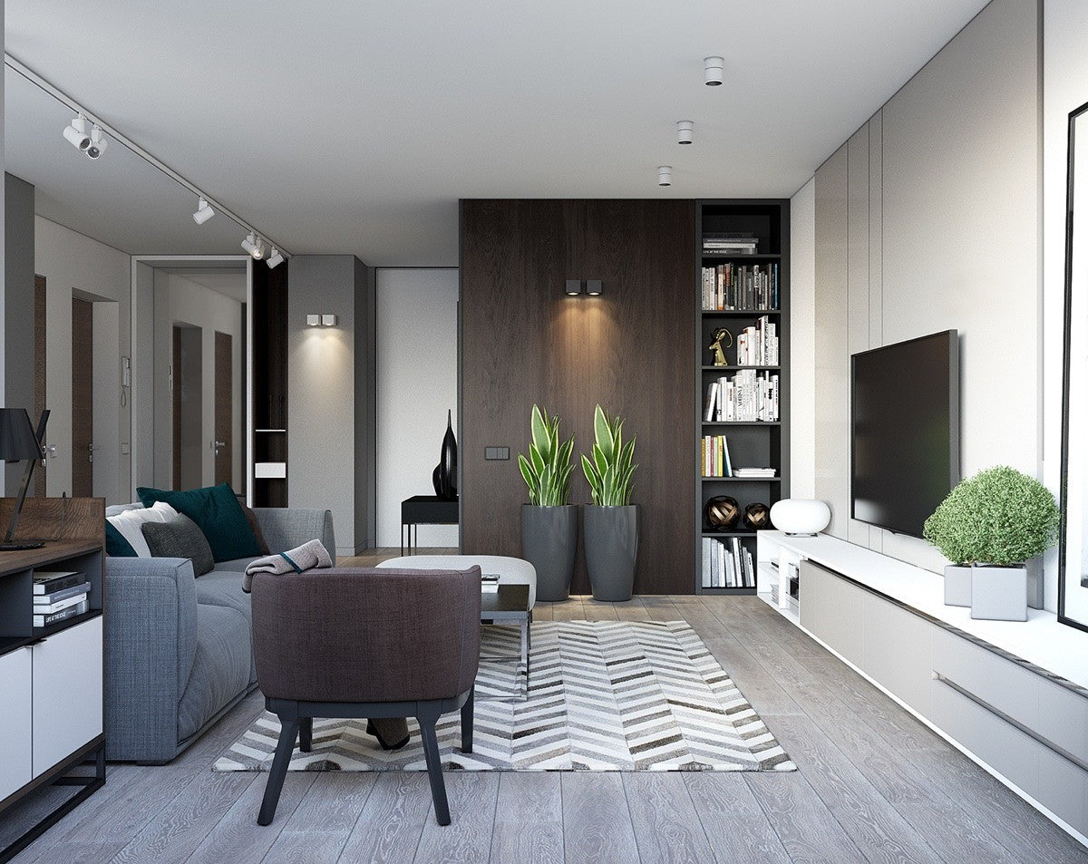 Modern 1 bedroom apartment furniture setup in UAE by Wooden Twist