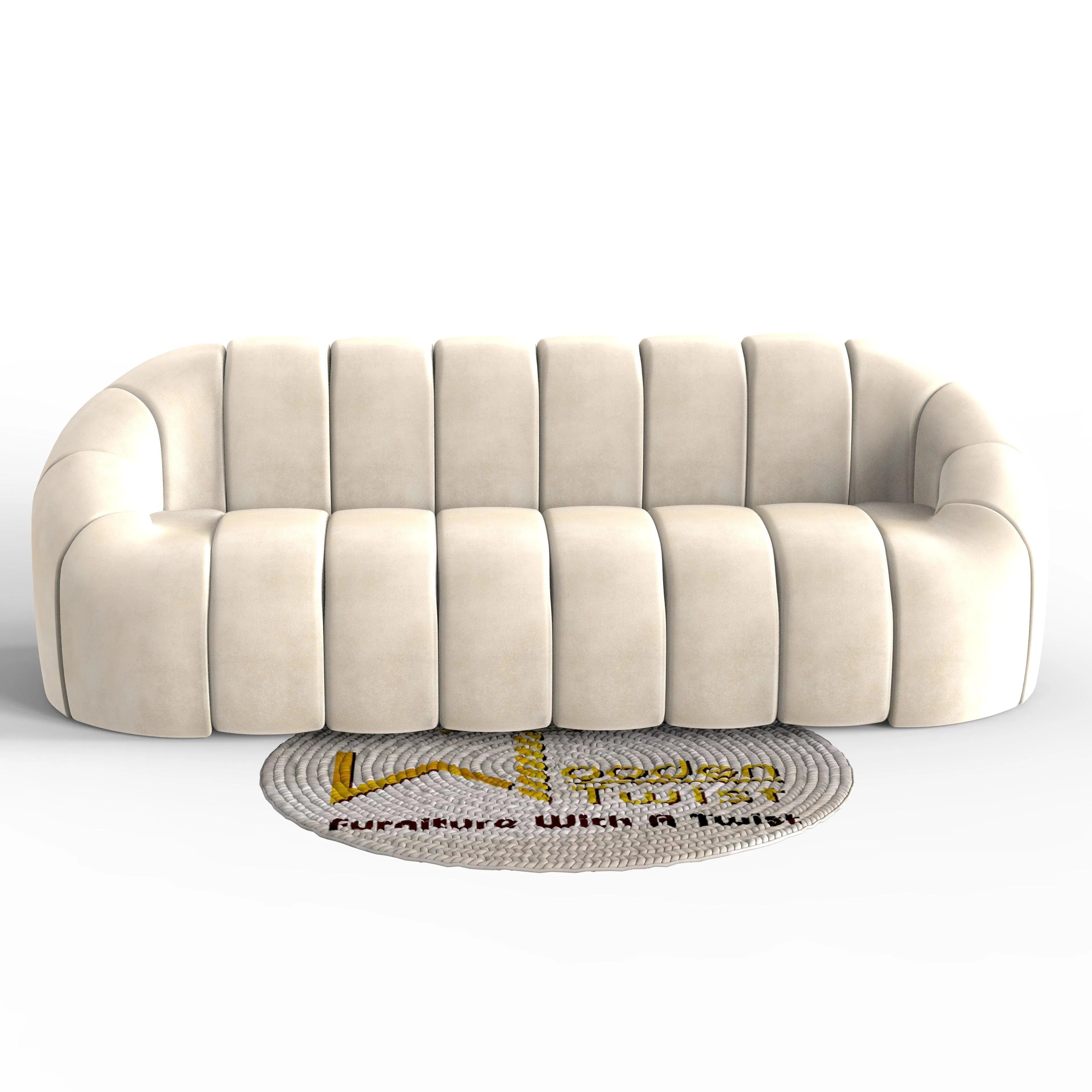 Collin Modern Oval Shape 3 Seater Sofa - Wooden Twist UAE