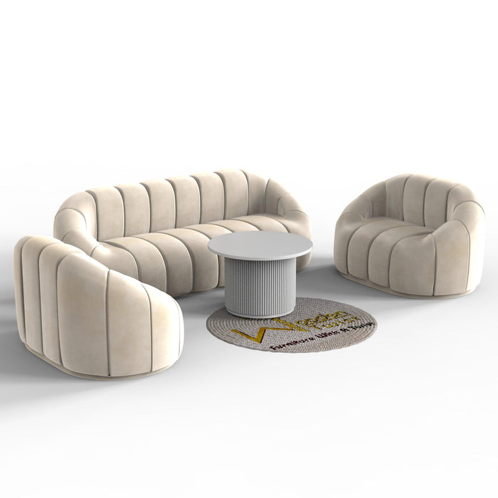 Collin Modern Oval Shape Sofa Set With Center Table - Wooden Twist UAE