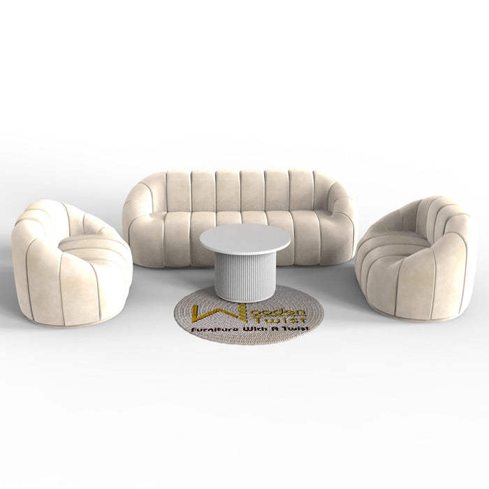 Collin Modern Oval Shape Sofa Set With Center Table - Wooden Twist UAE
