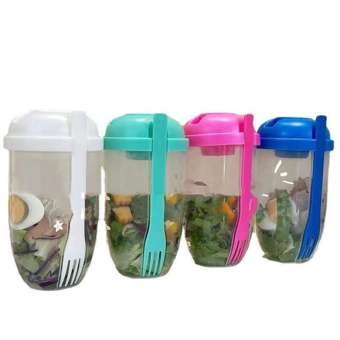 Breakfast Oatmeal Cereal Nut Yogurt Salad Cup Container Set With Fork Sauce Cup Lid Bento Food Taper Bowl Lunch Box