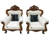 Wooden Twist Glamor Hand Carved Teak Wood Sofa (Set of 2) - Wooden Twist UAE