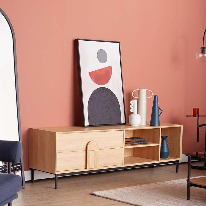 Wooden Twist Elegante Handmade Solid Sheesham Wood TV Unit for Living Room ( Natural ) - Wooden Twist UAE