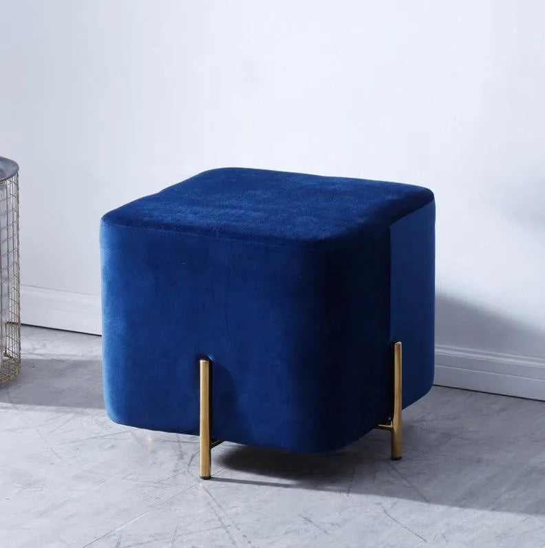 Luxury Velvet Square Foot Stool Ottoman Pouf - Plush and Stylish Home Decor Accent - Wooden Twist UAE