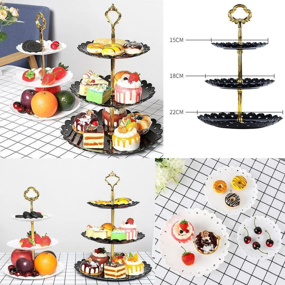 3-layer cake stand snack tray decoration tool - Wooden Twist UAE