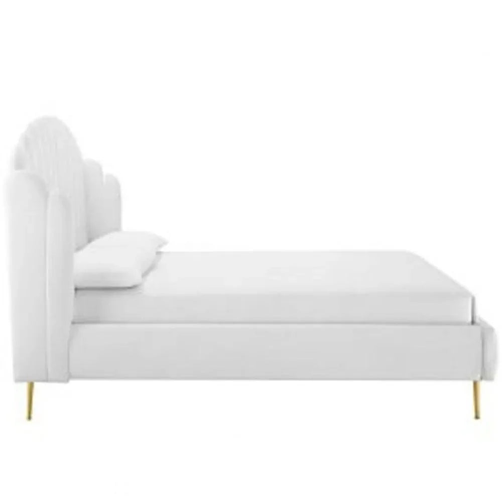 Wooden Twist Dana Wingback Velvet Upholstery Bed Elegant Rectangular Design - Wooden Twist UAE