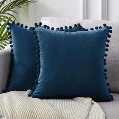 Ball ball lace pillow velvet solid color sofa short plush ball cushion cover