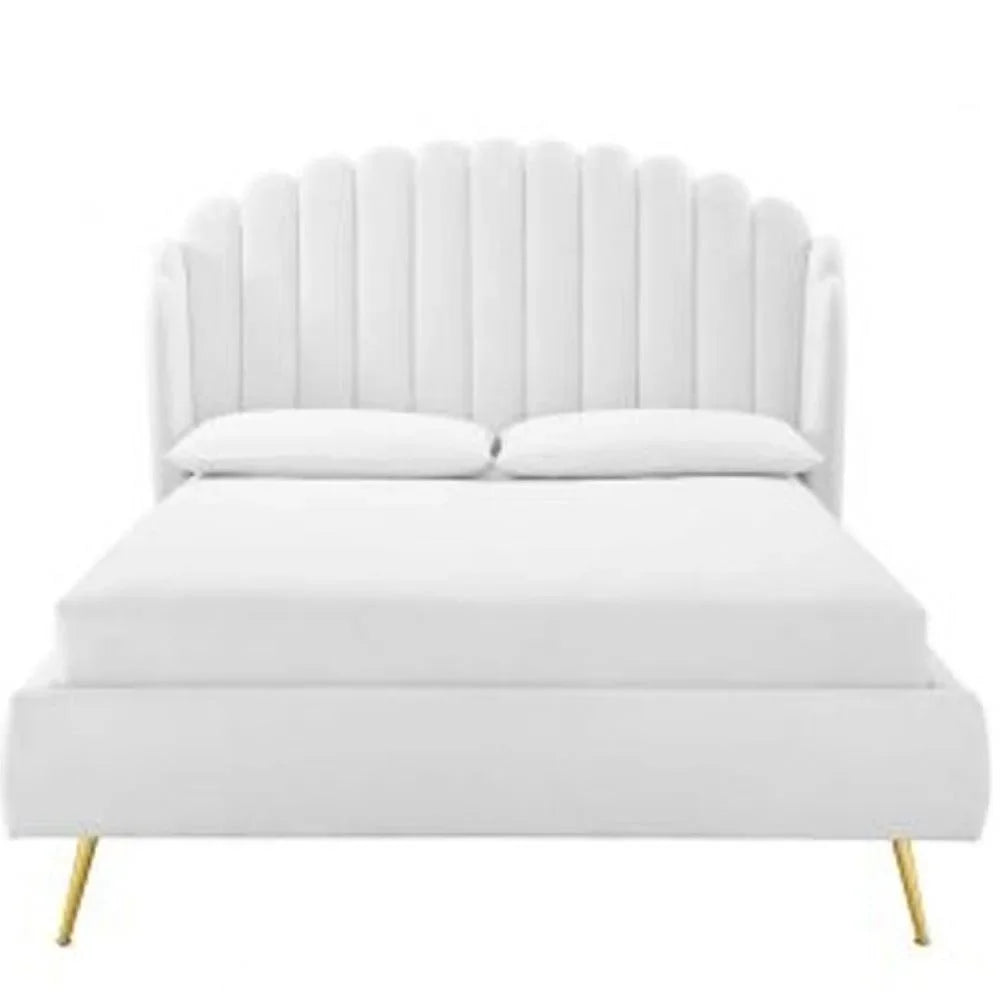 Wooden Twist Dana Wingback Velvet Upholstery Bed Elegant Rectangular Design - Wooden Twist UAE