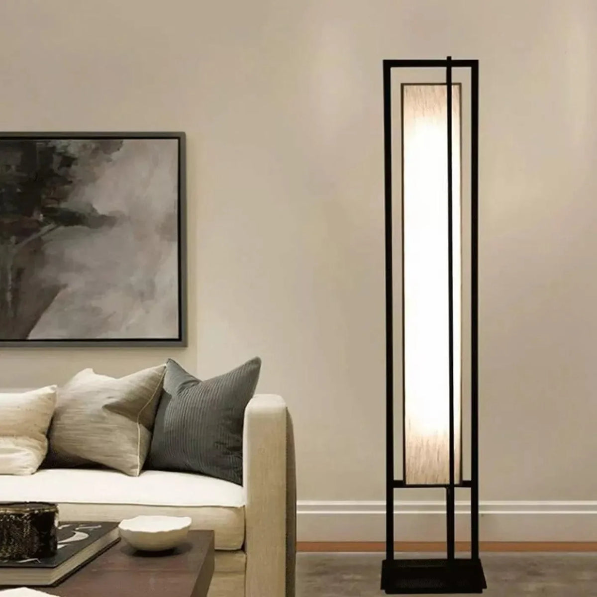 Buzzy Rectangular Metal & Glass Floor Lamp