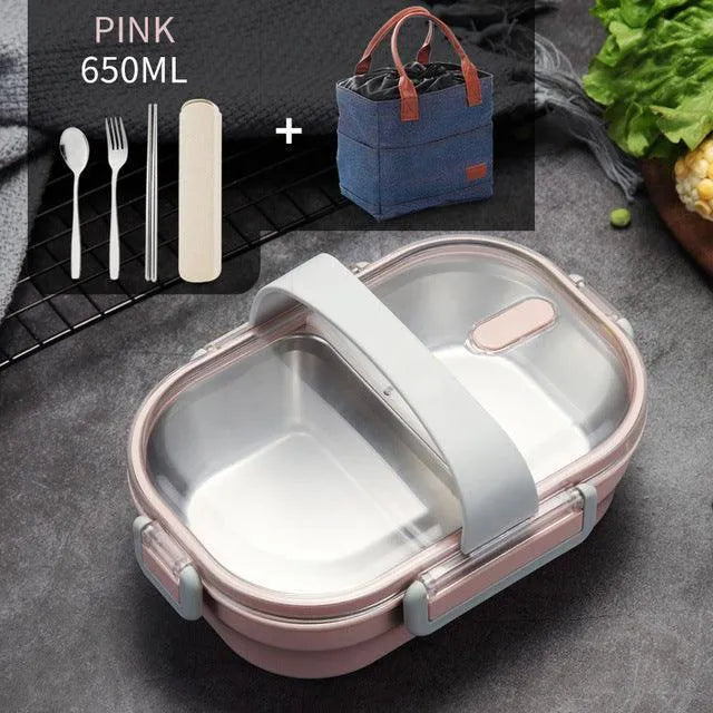 Portable Children's Lunch Box, 304 Stainless Steel Bento, Kitchen Leak Proof Food Box for Kids - Wooden Twist UAE