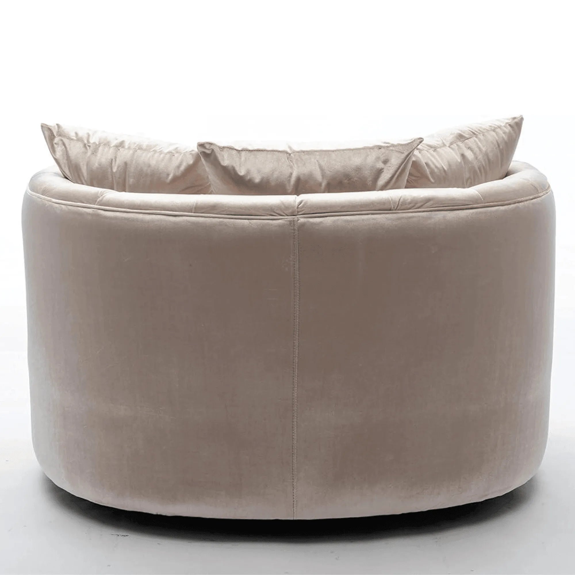 Wooden Twist Barrel Button Tufted Design Modern Round Sofa For Living Room with 3 Pillows - Wooden Twist UAE