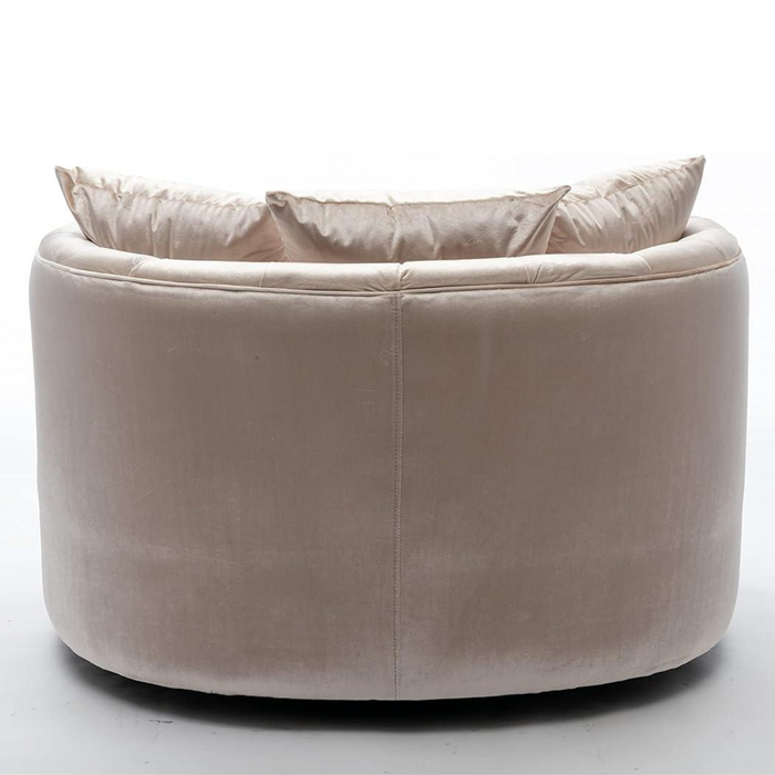 Wooden Twist Barrel Button Tufted Design Modern Round Sofa For Living Room with 3 Pillows