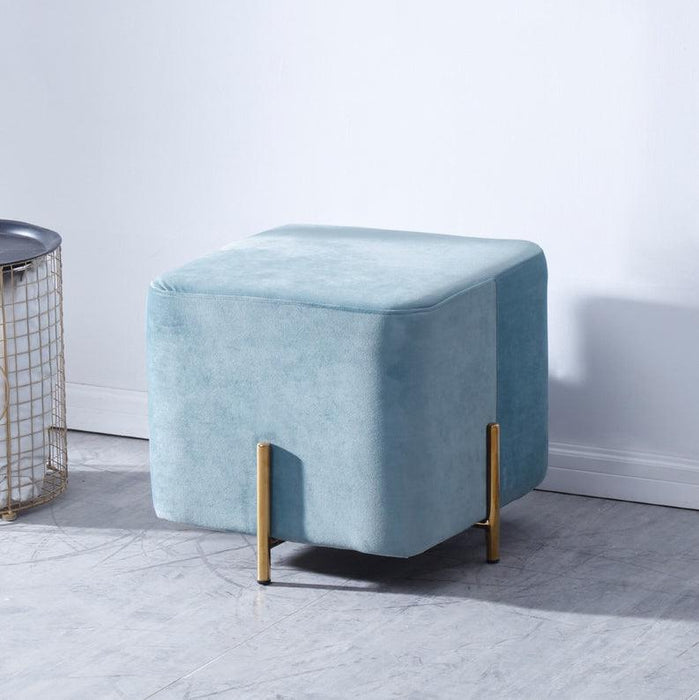 Luxury Velvet Square Foot Stool Ottoman Pouf - Plush and Stylish Home Decor Accent - Wooden Twist UAE