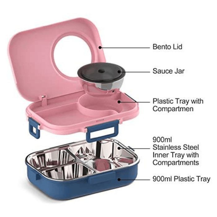 Stainless Steel Tiffin Box Lunch Box Kids Adults - Wooden Twist UAE