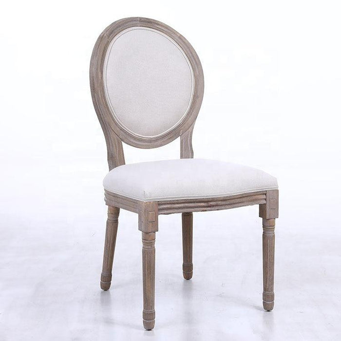 Classic Furniture French Bistro Chair - Vintage Fabric Upholstered, Wood Round Back, Indoor/Outdoor - Wooden Twist UAE